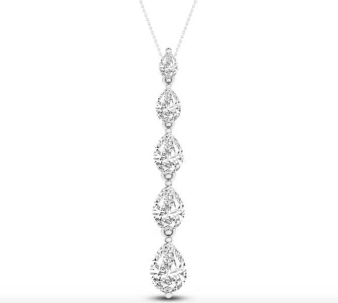 2 Carat Pear-Shaped Lab-Created Diamond Graduated Drop Necklace in 14K White Gold – 18" Chain